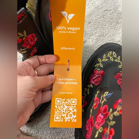 NWT Farm Rio|| Rose Embroidered Black Combat Mid Lug Boots Size 7 - Picture 9 of 9